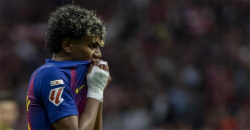 لامين يامال يظهر غضبه بعد نهاية مباراة برشلونة وأتلتيكو مدريد